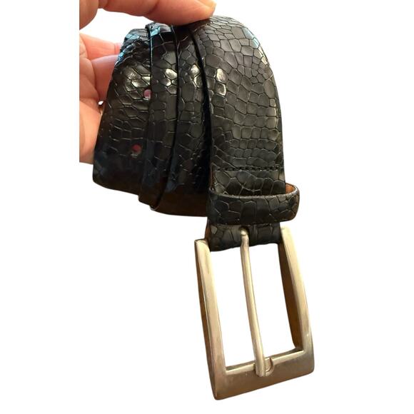 Martin Dingman Crocodile Grain Italian Calfskin Black Leather Mens Belt Work 34 - Picture 1 of 6
